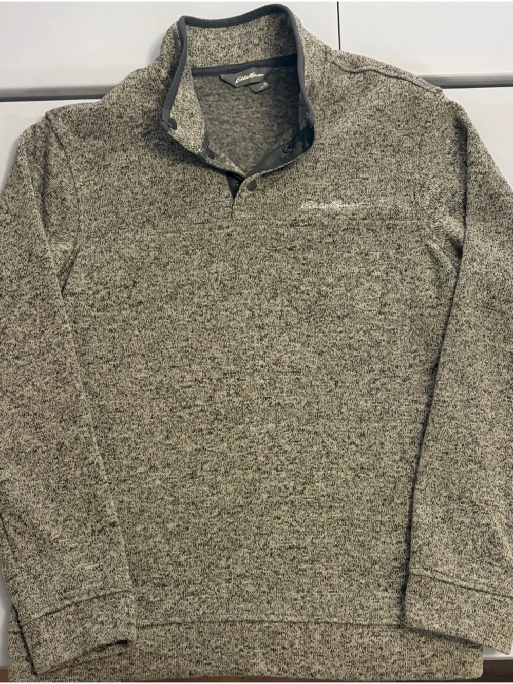 Eddie Bauer Black and Grey Knit-Lined Pullover